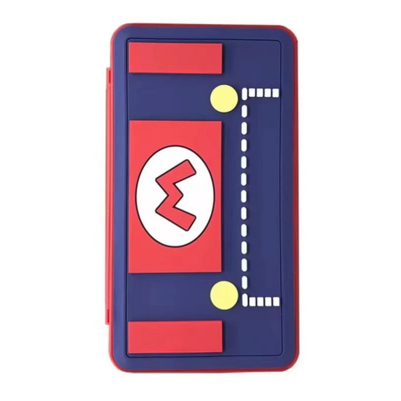 3D Pattern Game Card Case for Nintendo Switch with 24 Game Card Slots and 24 Micro SD Card Slots - Super Mario Blue/Red