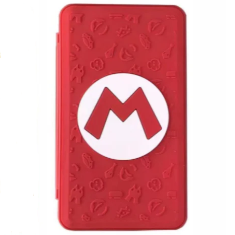 3D Pattern Game Card Case for Nintendo Switch with 24 Game Card Slots and 24 Micro SD Card Slots - Super Mario Red