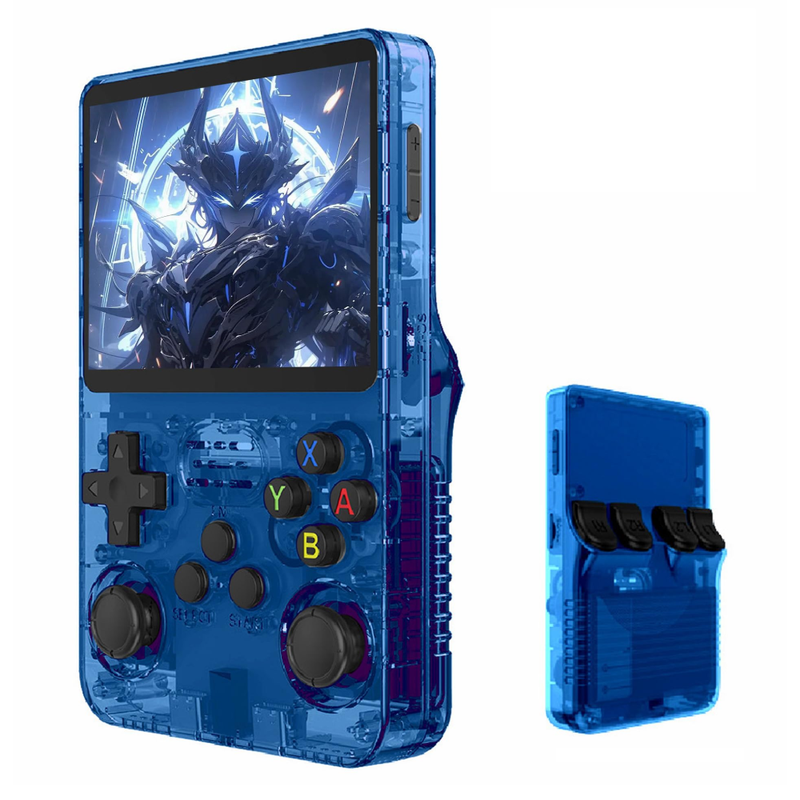 R36S Handheld Video Game Console 3.5" IPS Screen 64GB Retro Linux System - Blue