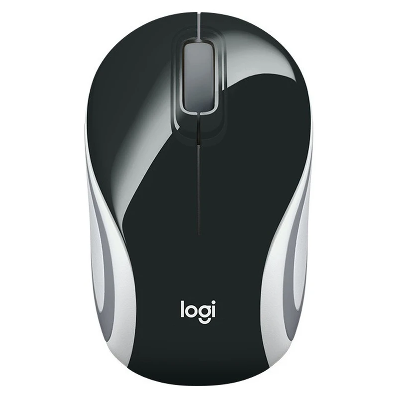Logitech - M187 Mini Wireless Optical Ambidextrous Mouse - Black-White