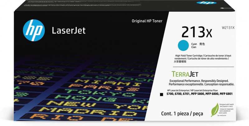 HP 213X Cyan Original LaserJet Toner Cartridge | W2131X