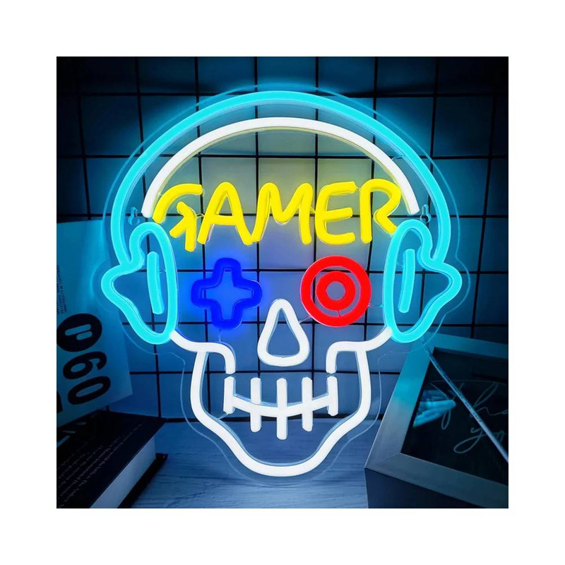 LED Light Neon Sign For Wall Decor 33×31 cm - Gamer Skull