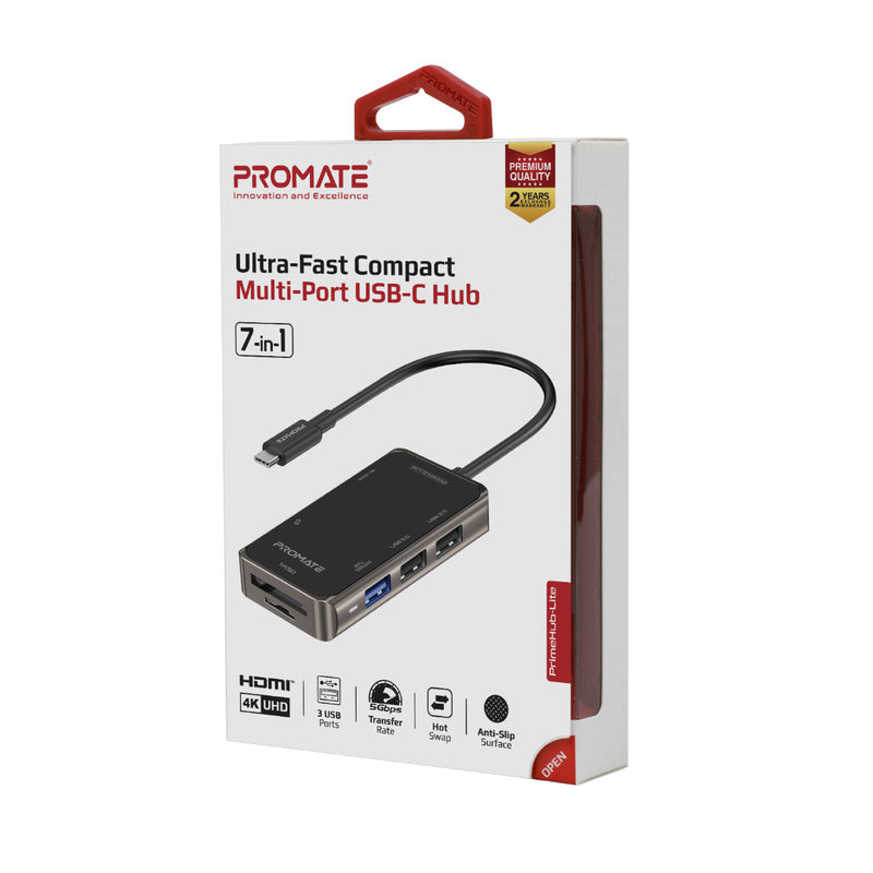 Promate Ultra-Fast Compact Multi-Port USB-C Hub | PrimeHub-Lite