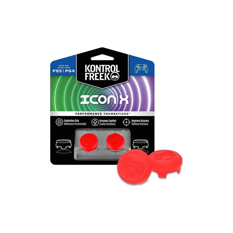 KontrolFreek Performance Thumbsticks For PlayStation 4 & PlayStation 5 - IconX Red