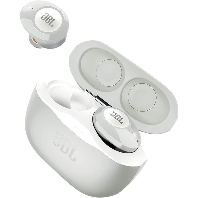 JBL Tune 120TWS Wireless Earbuds Bundle with Deluxe Hardshell Case - White