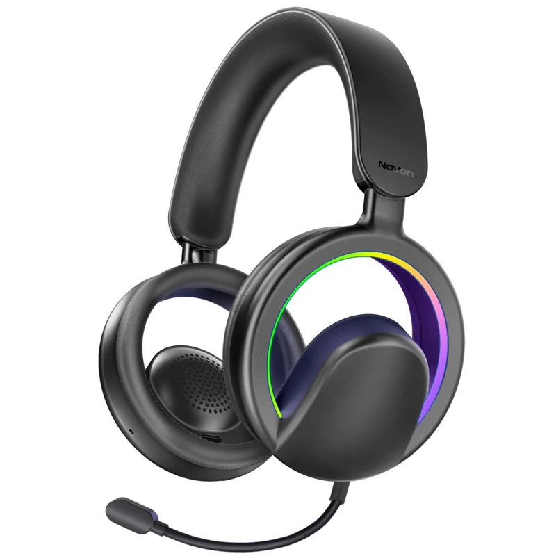Promate High-Fidelity Open Ear Wireless Over-Ear Headphones with Detachable Mic - Black | NOVON