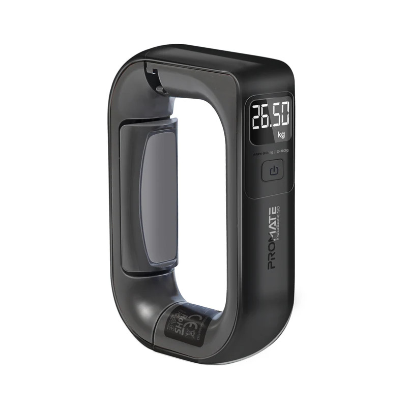 Promate Comfort-Grip High Precision Digital Handheld Luggage Scale - Black | InstaScale-50