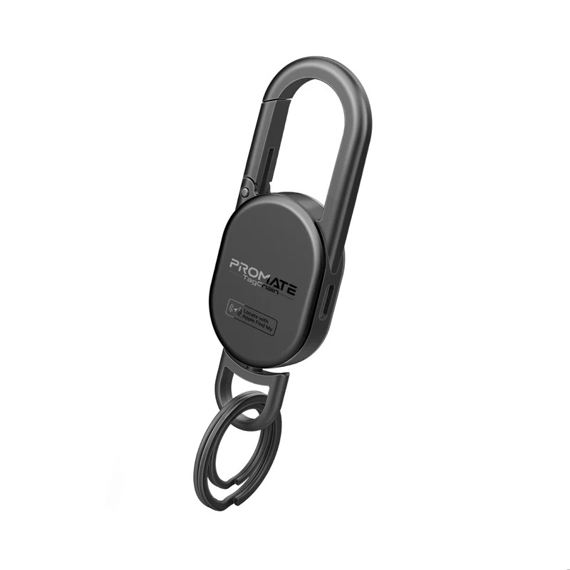 Promate Smart Carabiner Keychain with Apple Find My Precision Locator - Black | TagChain