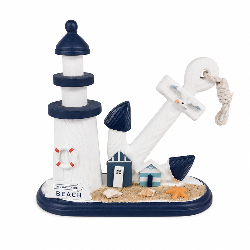 Beach Themed Lighthouse Photo Frame with Anchor & Seashells | C-462-BL