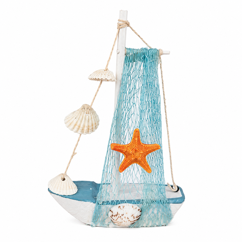 Nautical Decorative Ship Photo Frame with Coastal Elements | C-464-WH-BL