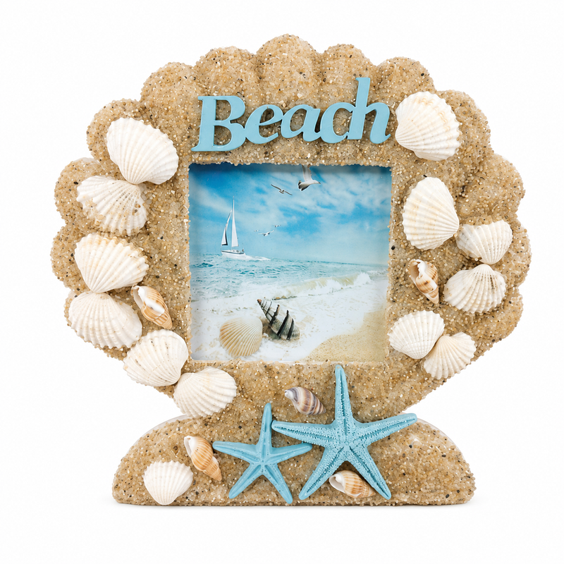 Beach Seashell Decorative Photo Frame with Starfish Stand | C-468