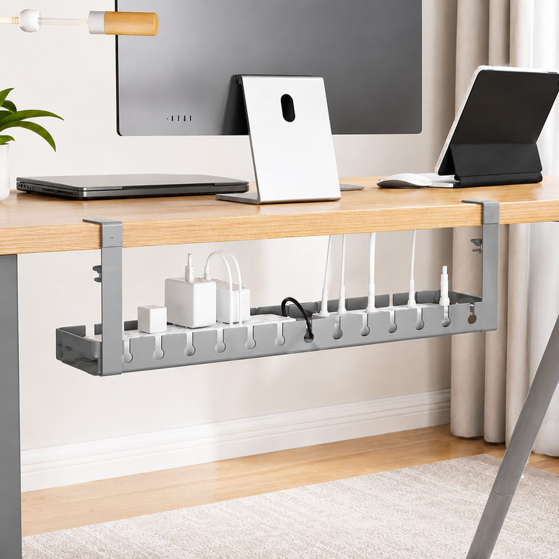 Retractable Under-Desk Cable Organizer Tray 43-74cm - Grey| XLD12 GREY