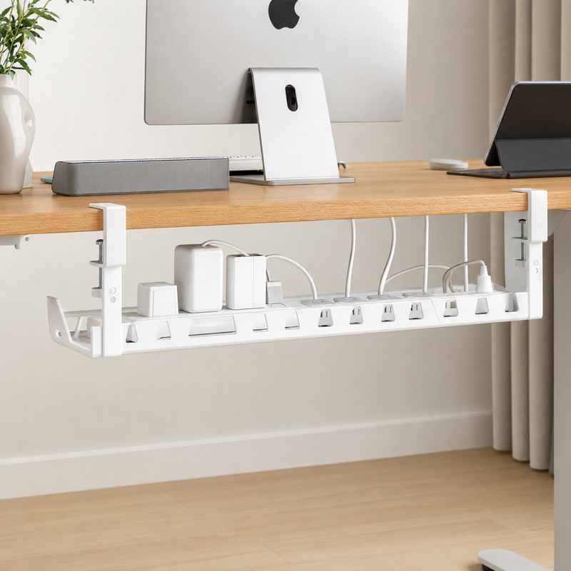 Retractable Under-Desk Cable Organizer Tray 43-74cm - White | XLD13 WHITE