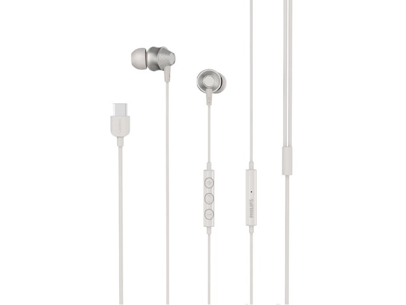 Philips Wired USB-C Earbuds with Microphone - White | TAE1120