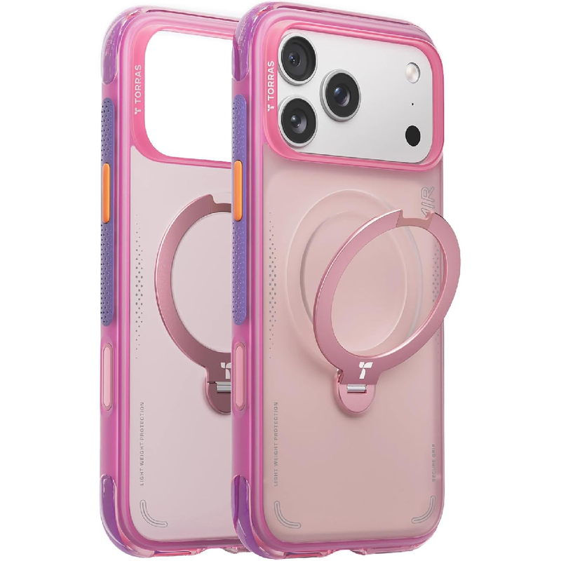 Torras Ostand Spin Air Kickstand iPhone 17 Pro Max Case - Neon Pink | Q3-Air