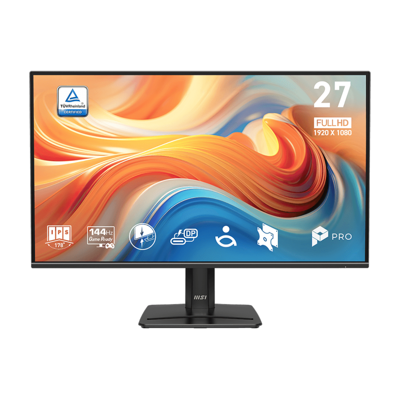 MSI PRO MP272 E14C — 27" Full HD IPS Monitor | 144Hz, 1ms, USB-C, Built-in Speakers, Frameless