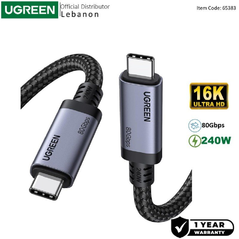 UGREEN Thunderbolt 4 USB-C Cable 240W 80Gbps 16K Display Support | L706 65383