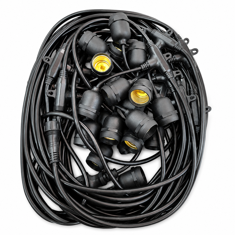 25m Outdoor String Light Cable with 25 Bulb Sockets | 25m