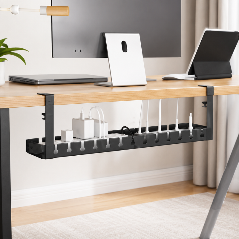 Retractable Under-Desk Cable Organizer Tray Black | XLD12 BLACK