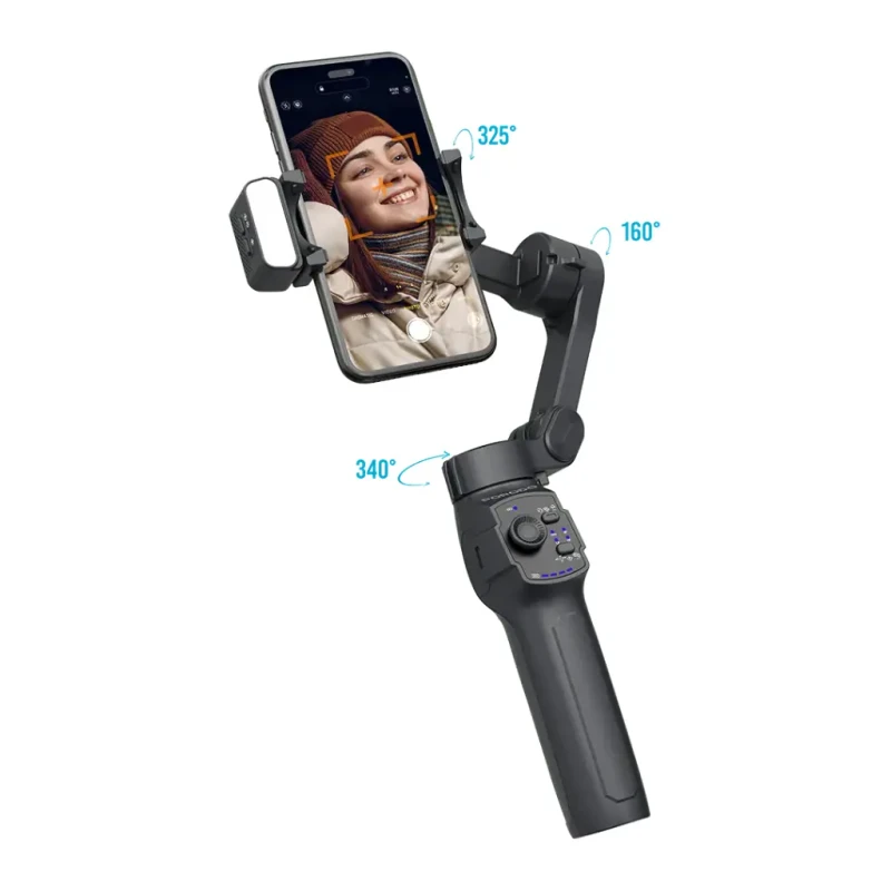 Porodo 3-Axis Gimbal Stabilizer Magnetic Fill Light - Black | PDLFST127BK