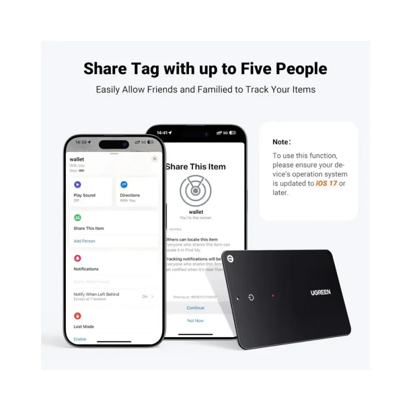 UGREEN CM817 Ultra-Slim Bluetooth Tracker Apple Find My Certified Waterproof & Rechargeable | 45298