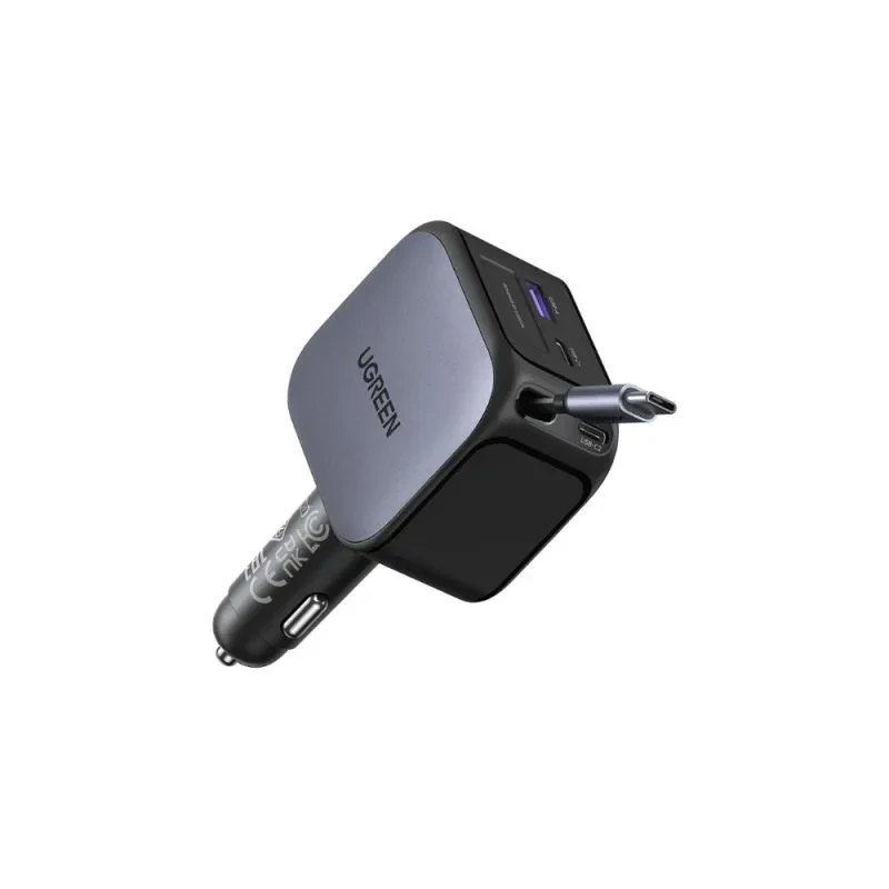 UGREEN Nexode 145W Retractable Car Charger with Built-in USB-C Cable | 55910