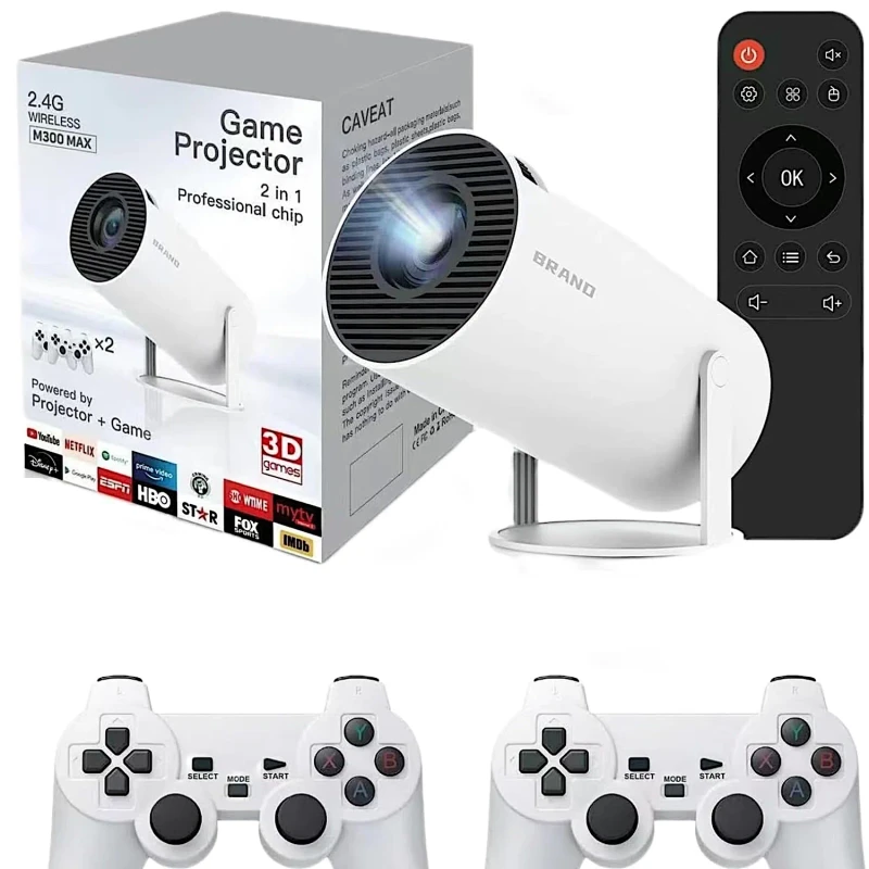 Arcade Vision Projector Retro Console Game Projector with 2.4G Wireless Dual Controllers