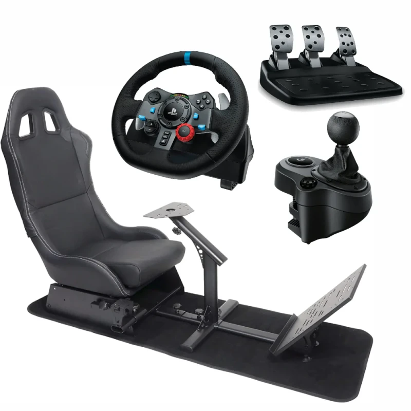 Logitech G29 Driving Force Race Steering Wheel with Shifter Gear and Playseat Bundle - PS5 | PS4 | PC