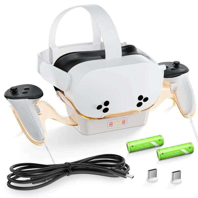 DOBE Charging Station with Rechargeable Batteries & LED Light for Meta Quest 3 | Meta Quest 3S | TY-3868