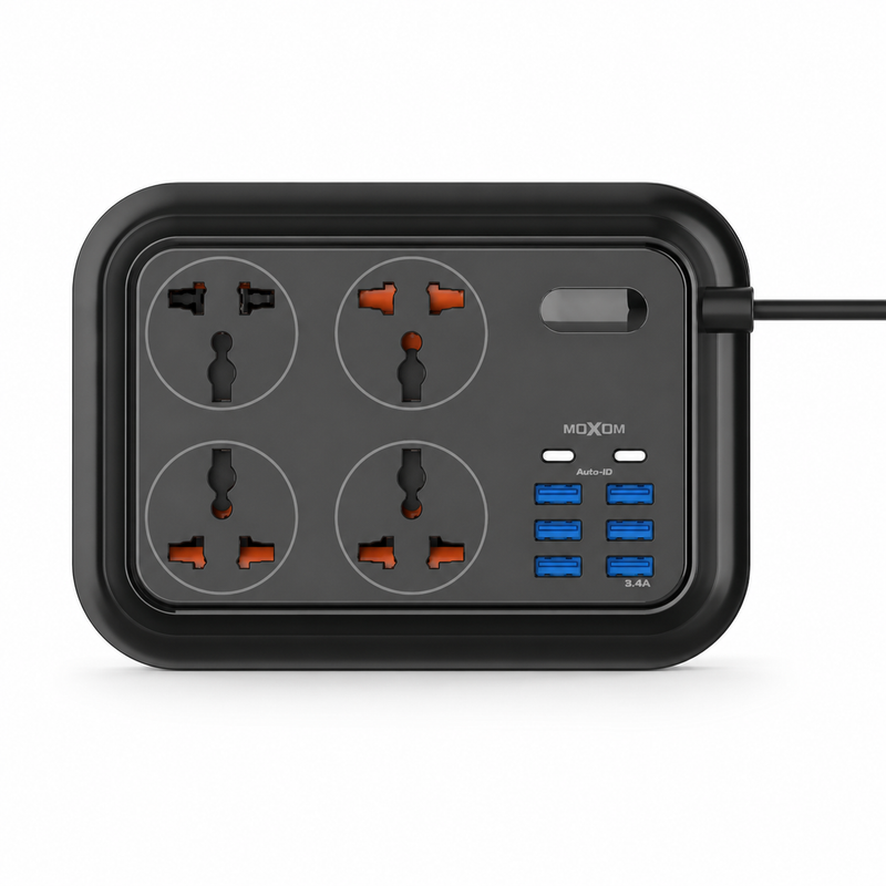 MOXOM MX-ST07 Smart Power Socket 3.4A with 6 USB Ports & 2 Type-C Ports | MX-ST07