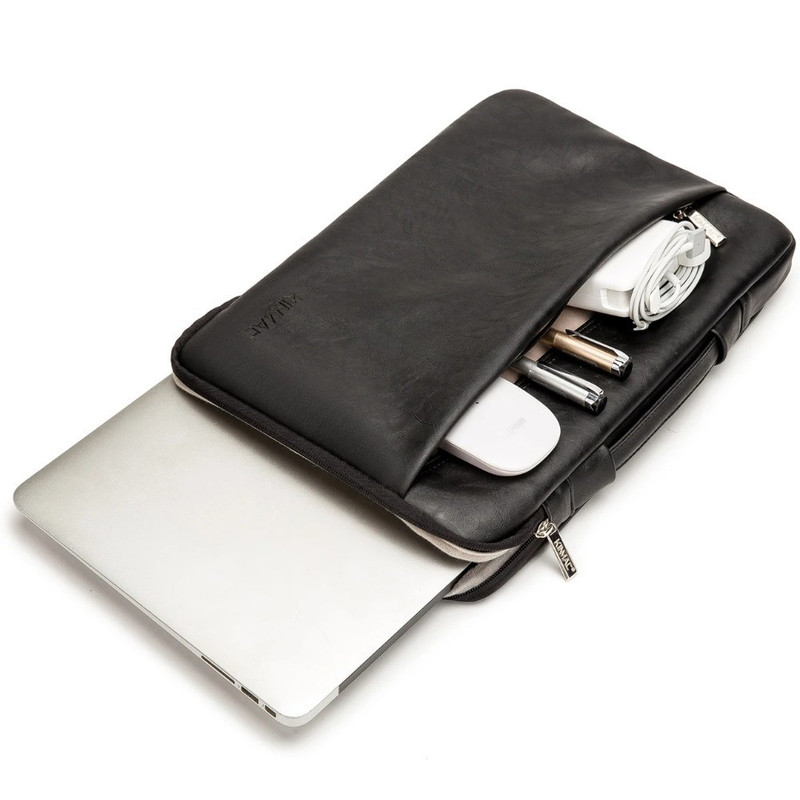Kinmac Vertical Design Laptop Sleeve KMC463-64 – Black PU | Full Protection & Water-Resistant