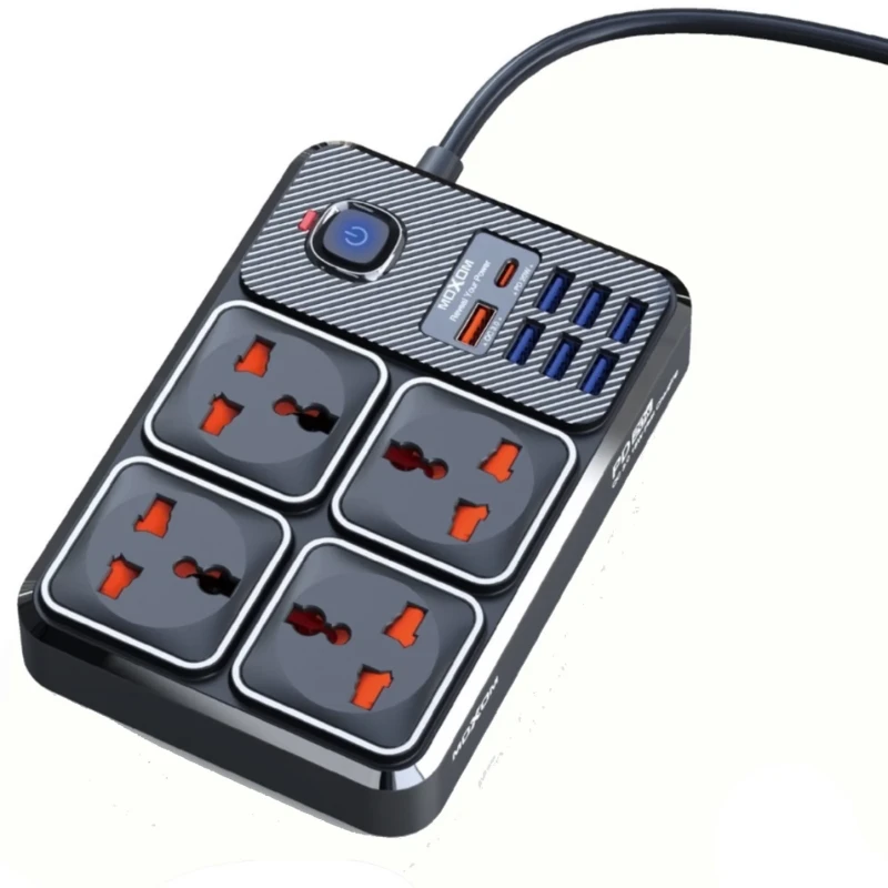 MOXOM MX-ST17 2500W Power Strip with 4 Sockets, 7 USB & PD Type-C | MX-ST17