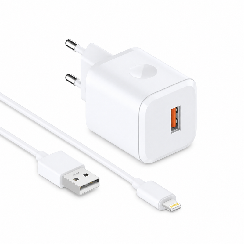 MOXOM QC18W USB-A Fast Charger with Lightning / Type-C Cable | QC18W
