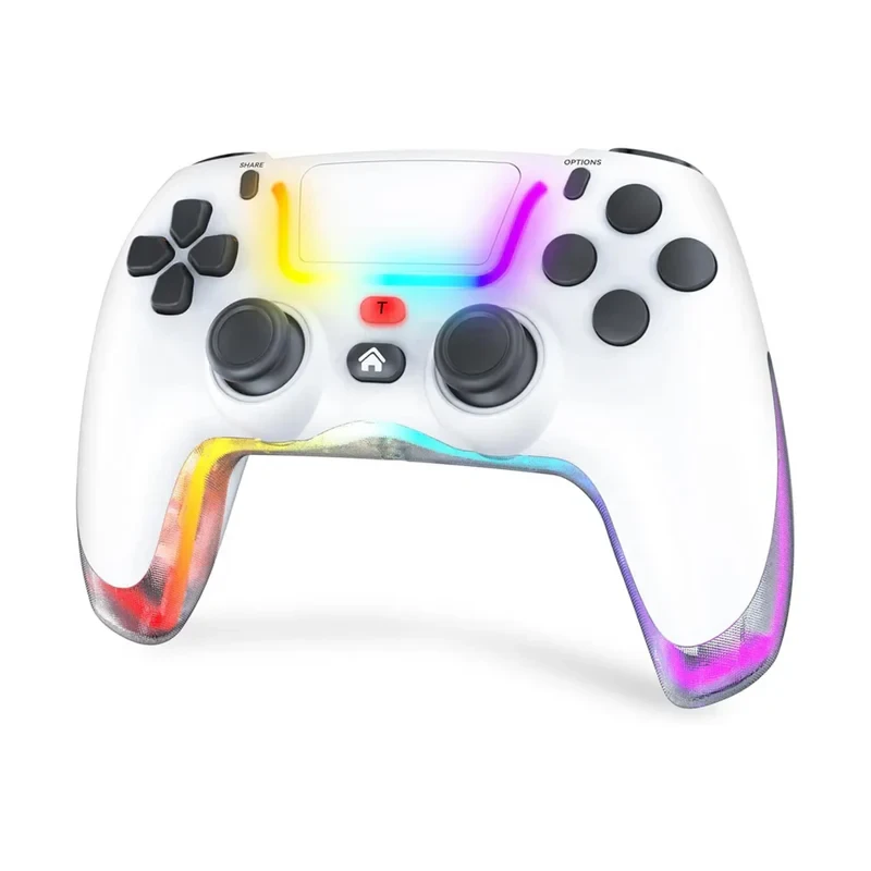 P07 Wireless Controller with Dual Vibration & RGB - White | P07