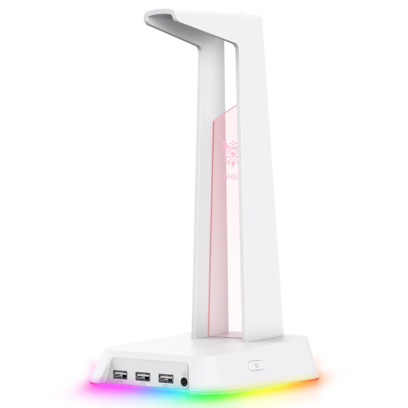 ONIKUMA ST2 RGB Gaming Headphone STAND with 3 USB and 3.5mm AUX Ports - White