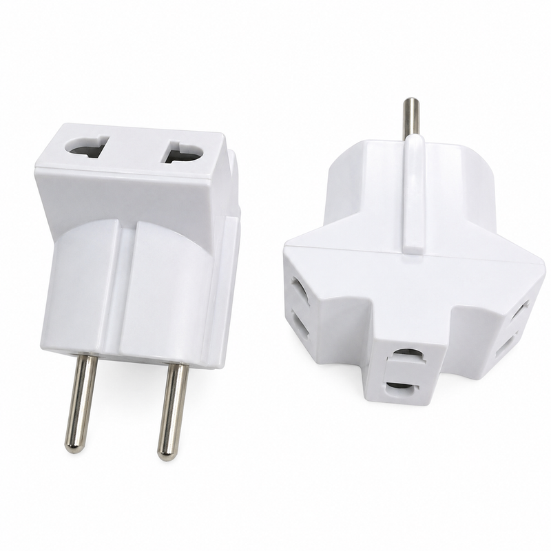White 2-Pin EU to Universal Plug Adapter | EU-UNI-2000