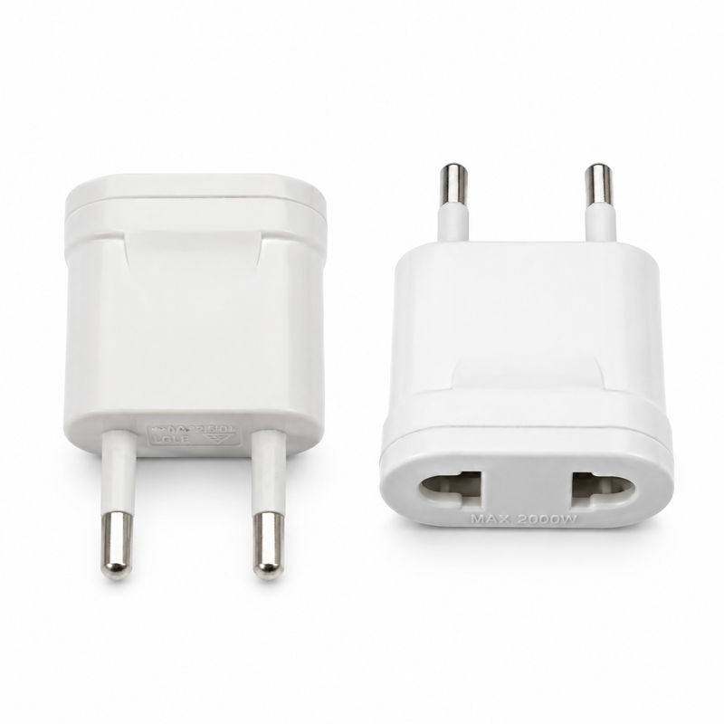 White 2-Pin EU Plug Adapter Max 2000W | EU-ADP-2000