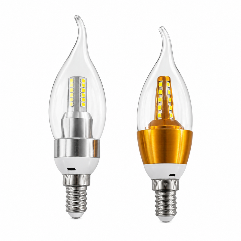 LED Decorative Candle Bulb E14 - Silver/Gold | LED-C37-SG