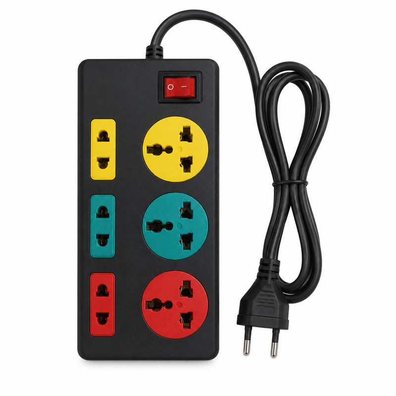 TITATRO New Security Sockets 6-Way Extension Power Strip with Switch - Black | NSS-6-BK