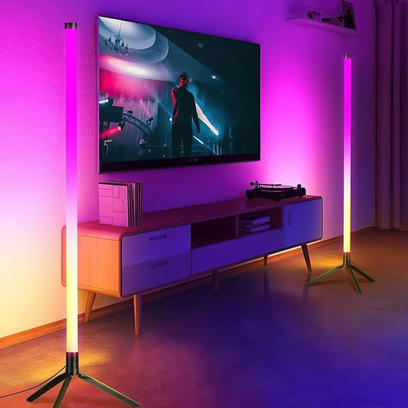 LED Column Floor Lamp with RGB, Warm White & Cool White Lighting 1 Bar