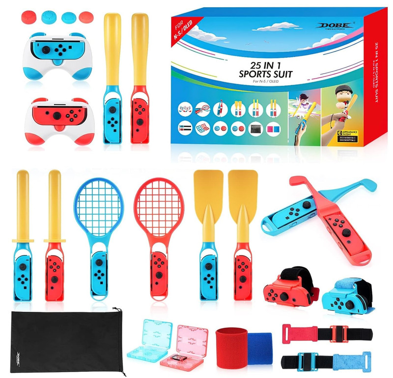 DOBE 25-in-1 Sports Accessory Kit for Nintendo Switch