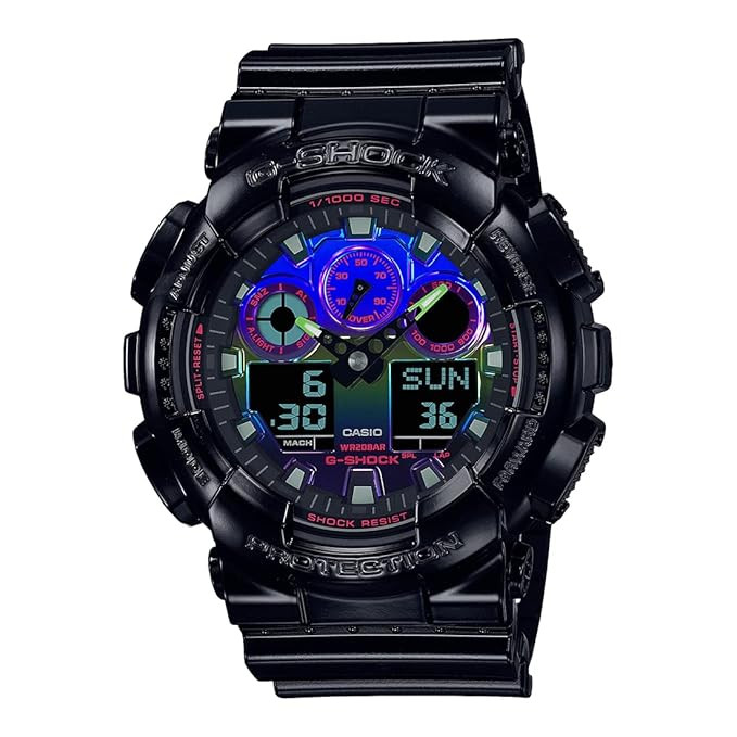 Casio G-SHOCK Virtual Rainbow Casual Men Analog-Digital Watch - Black & Multicolor | GA-100RGB-1ADR