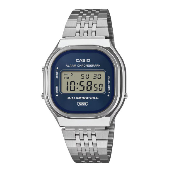 Casio Vintage Digital Unisex Metal Watch - Silver / Blue | A140WE-2ADF