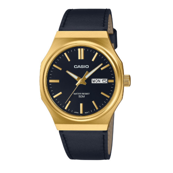Casio Men 3-Hand Watch - Black / Gold Plated | MTP-E735GL-1AVDF