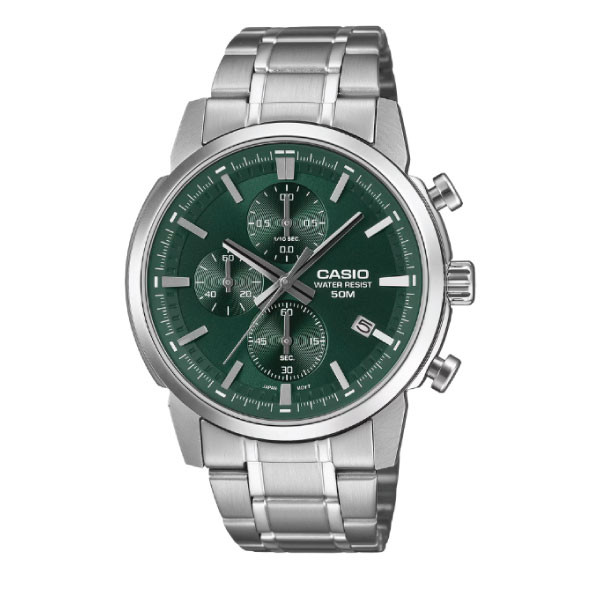 Casio Men 3-Hand Watch - Green / Silver | MTP-E510D-3AVDF