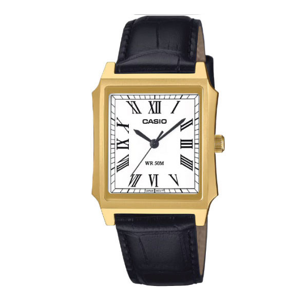 Casio Men 3-Hand Watch - Black / White / Gold Plated | MTP-B190GL-7BVDF