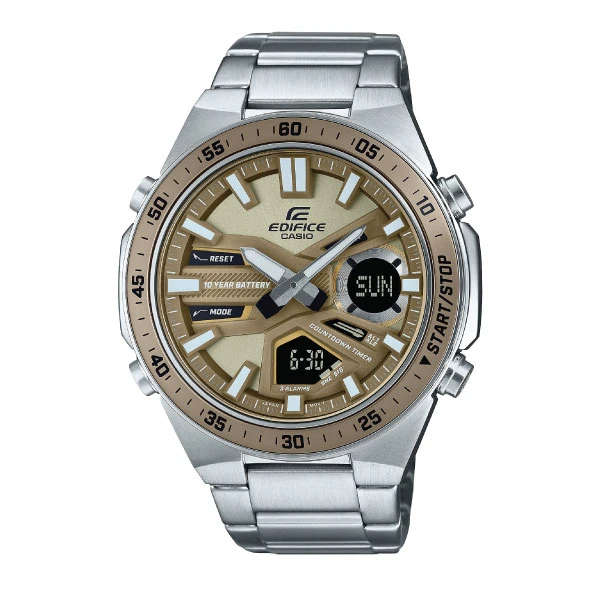 Casio Edifice Men Analog-Digital Watch - Silver Brown | EFV-C110D-5ADF