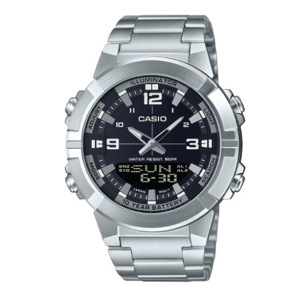 Casio Men Analog-Digital Watch - Black / Silver | AMW-870D-1AVDF