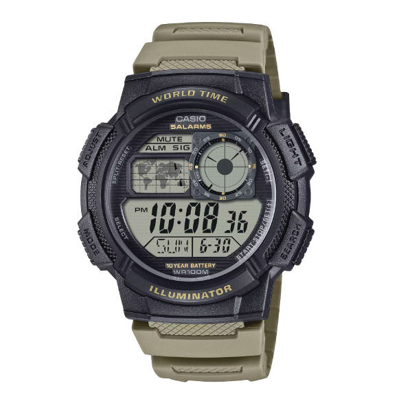 Casio Men Digital Watch - Black / Khaki | AE-1000W-5AVDF