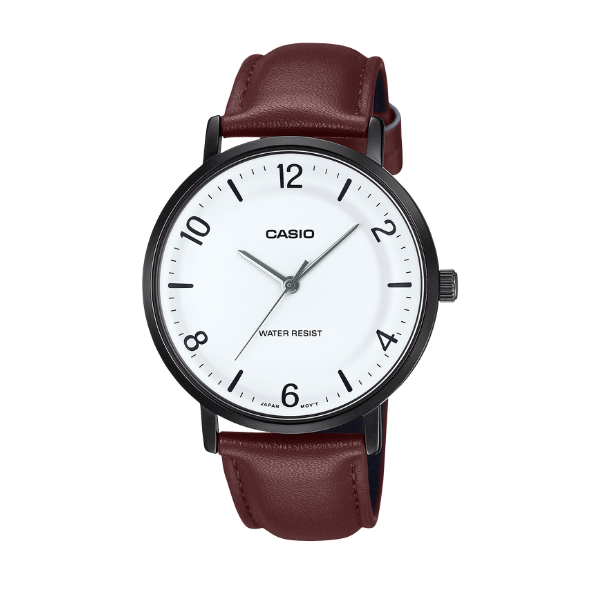 Casio Men 3-Hand Watch - Burgundy / White | MTP-VT03BL-7BDF